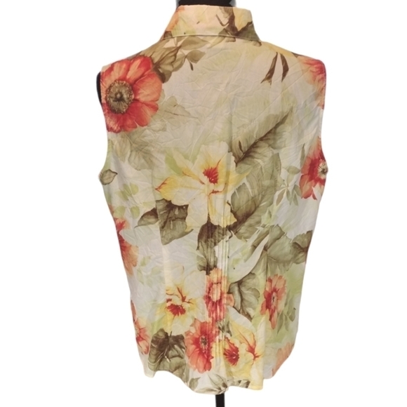 CARIBBEAN Joe Sleeveless Hawaiian Button Top PL - Picture 2 of 7
